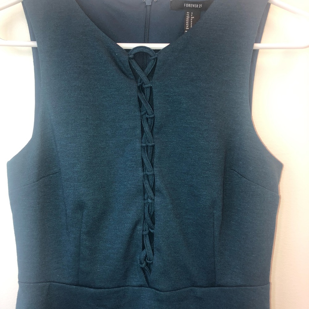 Teal fit and flare dress